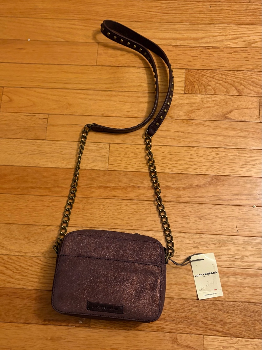 Lucky Brand Metallic dark Purple Crossbody Camera Bag